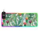 Chameleon Cactus Wireless Charging Mouse Pad for Mobile Phone Extra Large Gaming Mousepad with 13 Lighting Modes Computer Mat for Gaming MacBook PC Laptop Desk Office Home